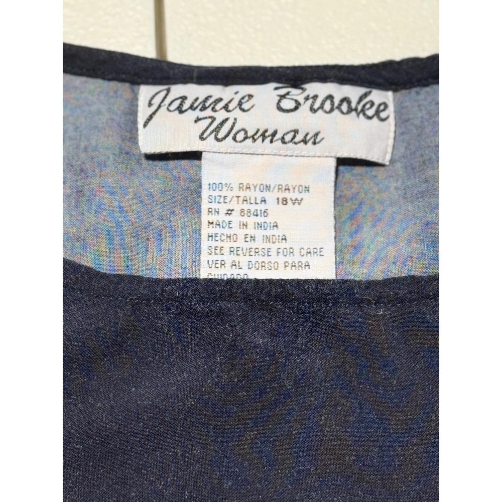 Vintage Jamie Brooke Woman Navy Floral Rayon Sleeveless Maxi Dress 18W Boho - Picture 6 of 8